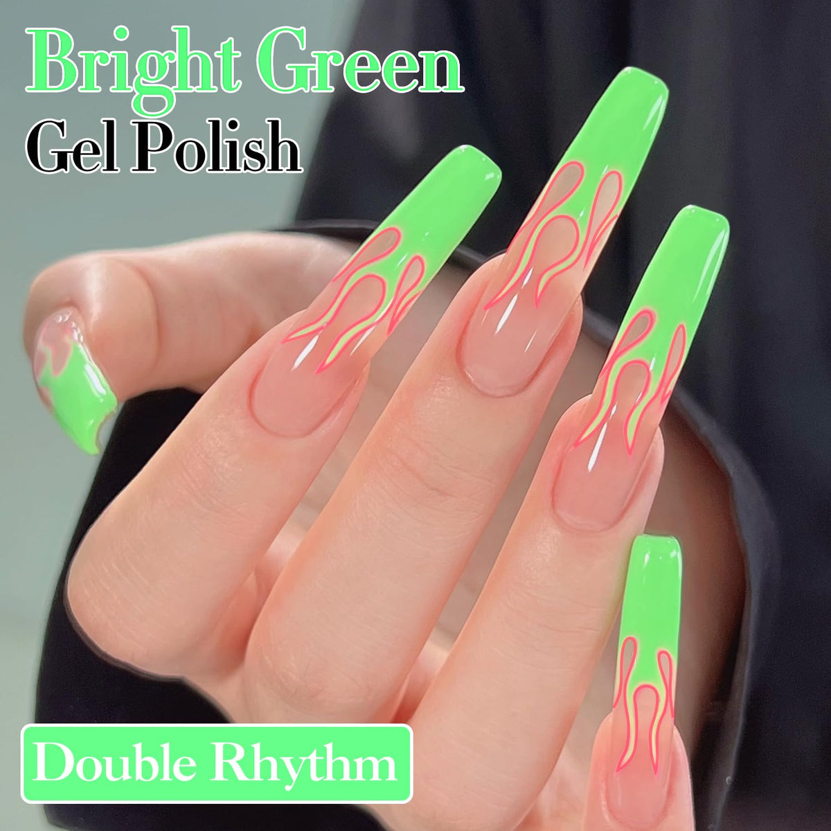 Double Rhythm Gel Nail Polish 15ML Neon Light Green bottle with cap