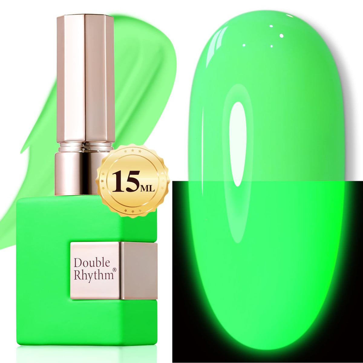 Double Rhythm Gel Nail Polish 15ML Neon Light Green front view