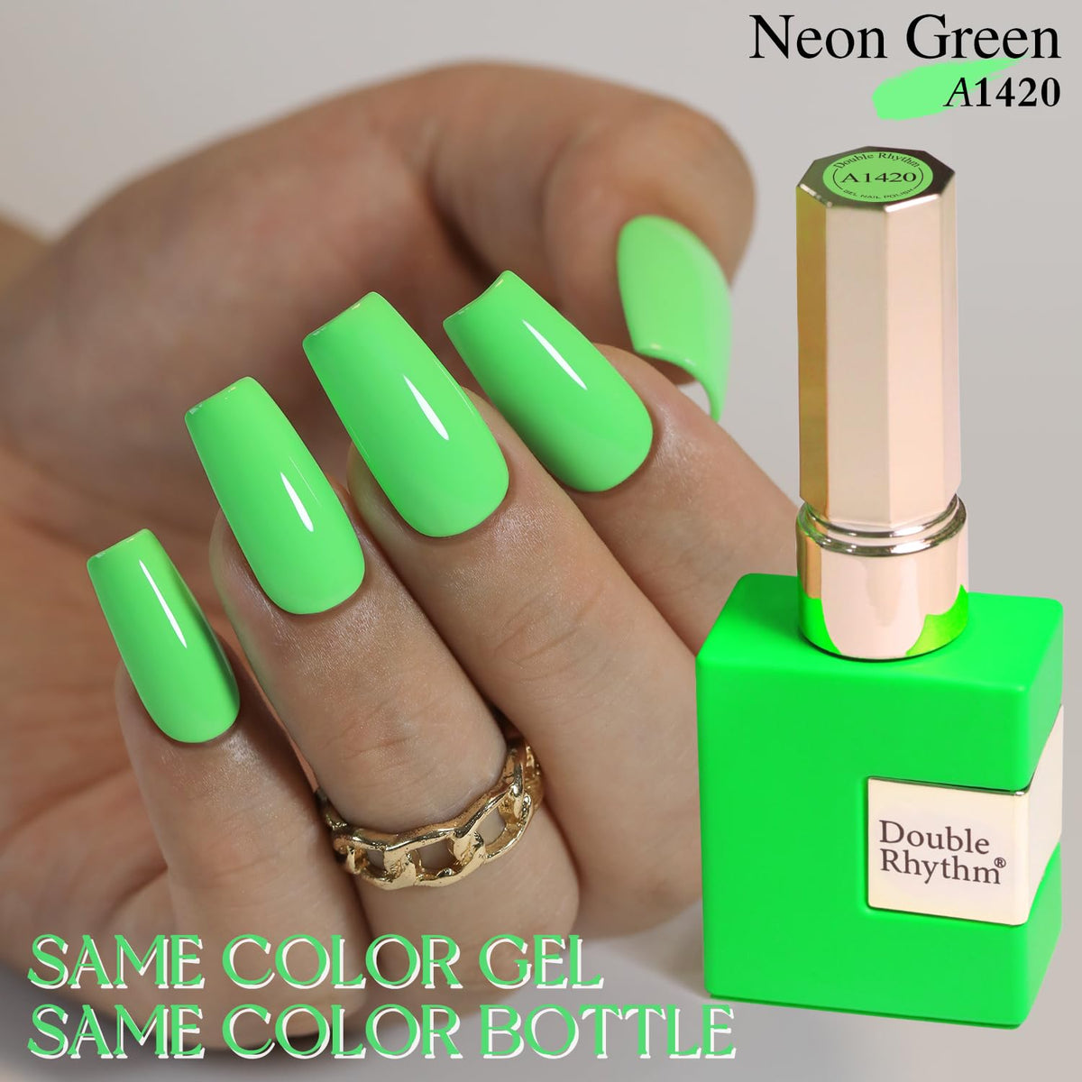 Double Rhythm Gel Nail Polish 15ML Neon Light Green in salon setting