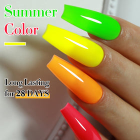 Double Rhythm Gel Nail Polish 15ML Neon Light Green on a nail art display