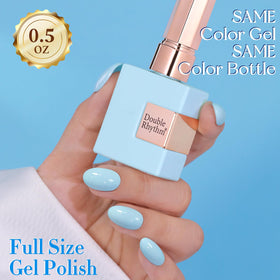 Double Rhythm Gel Nail Polish 15ml pale blue application on nails