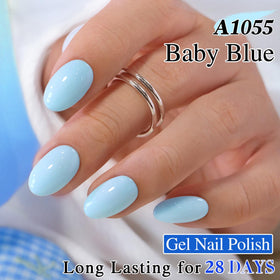 Double Rhythm Gel Nail Polish 15ml pale blue bottle side view