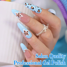Double Rhythm Gel Nail Polish 15ml pale blue with base and top coat