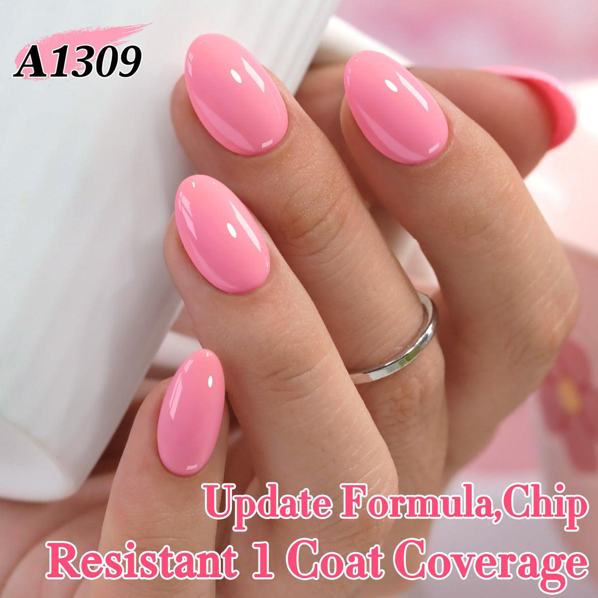 Double Rhythm Gel Nail Polish 15ml Peach Pink on a manicure table