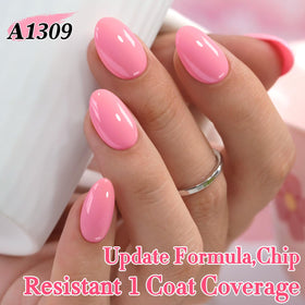 Double Rhythm Gel Nail Polish 15ml Peach Pink on a manicure table