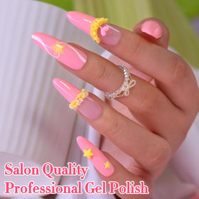 Double Rhythm Gel Nail Polish 15ml Peach Pink with base and top coat