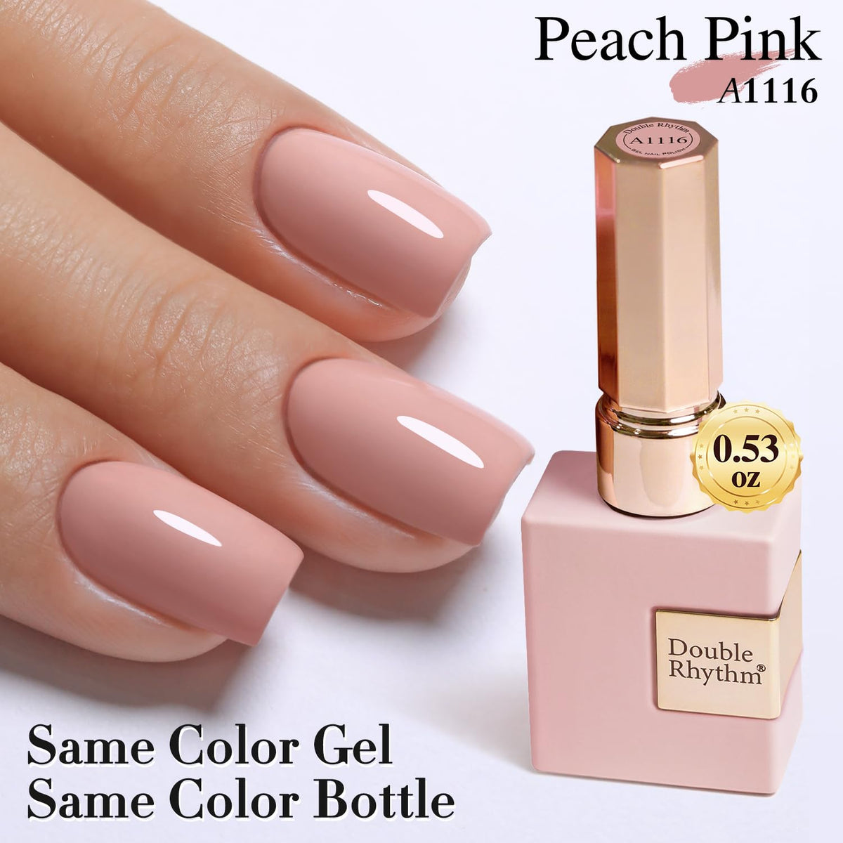 Double Rhythm Gel Nail Polish 15ML Pure Sheer Pink on a manicured hand