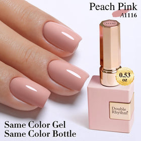 Double Rhythm Gel Nail Polish 15ML Pure Sheer Pink on a manicured hand