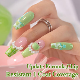 Double Rhythm Gel Nail Polish 15ML Stone Green with base and top coat