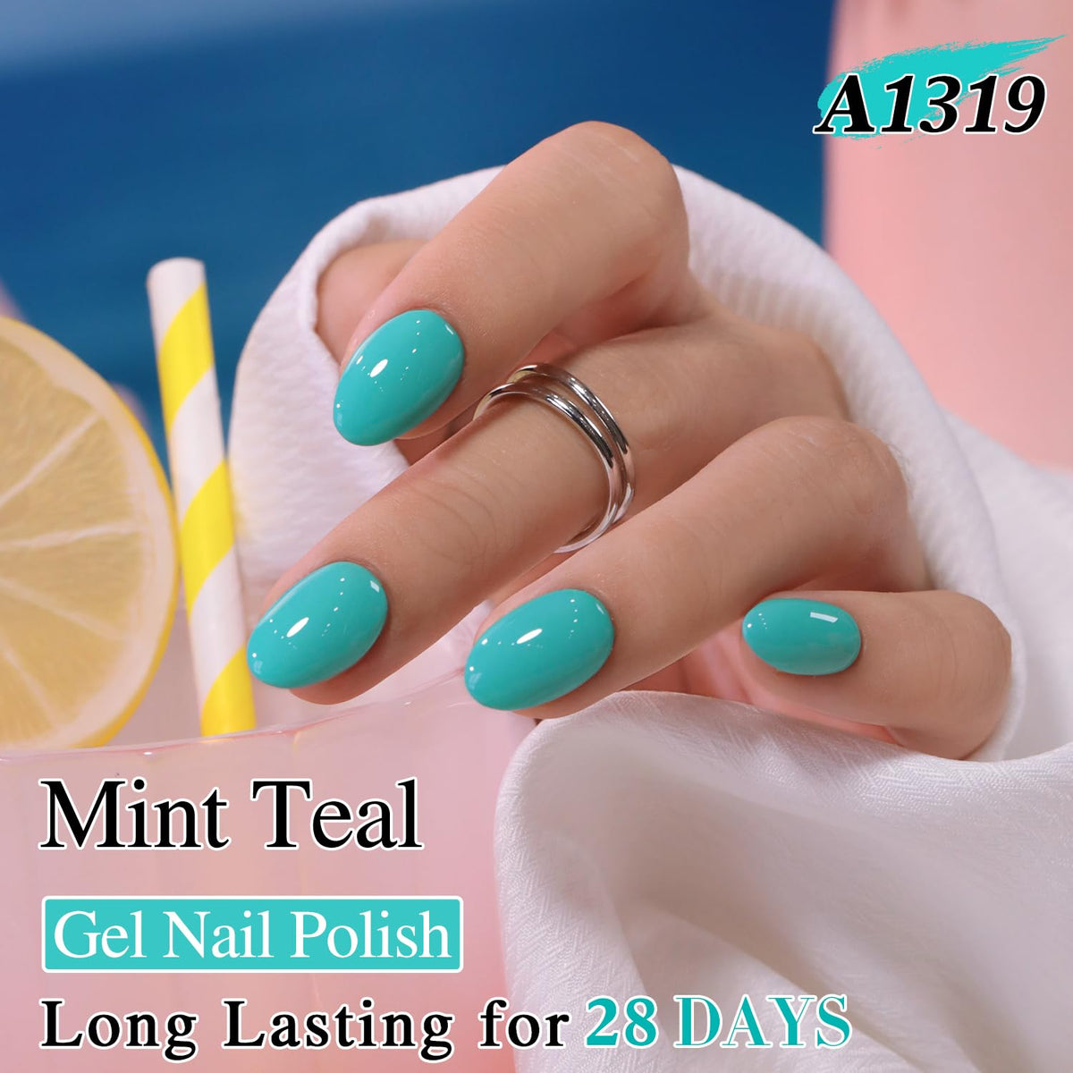 Double Rhythm Gel Nail Polish 15ml Teal-A1319 bottle close-up