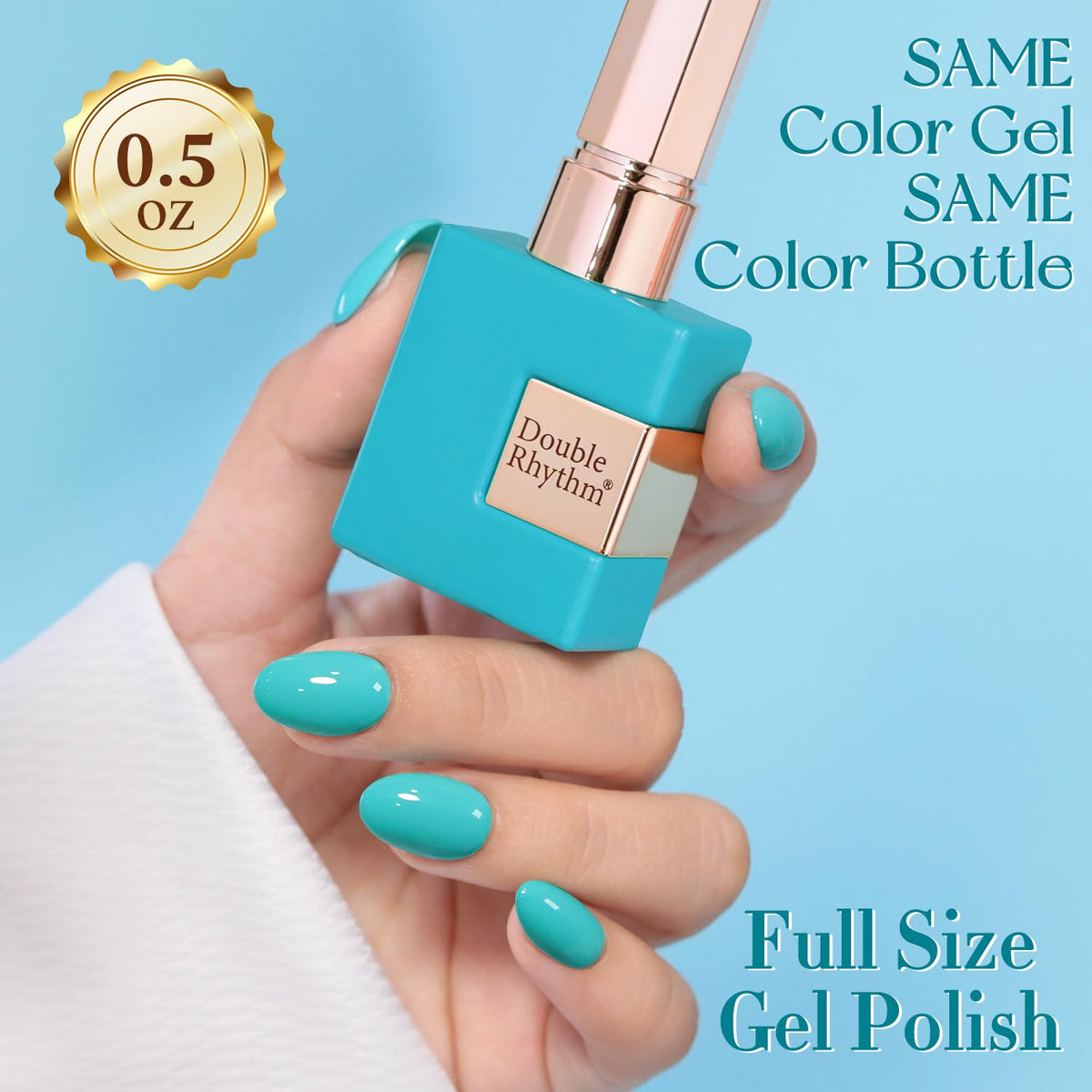 Double Rhythm Gel Nail Polish 15ml Teal-A1319 in use during manicure