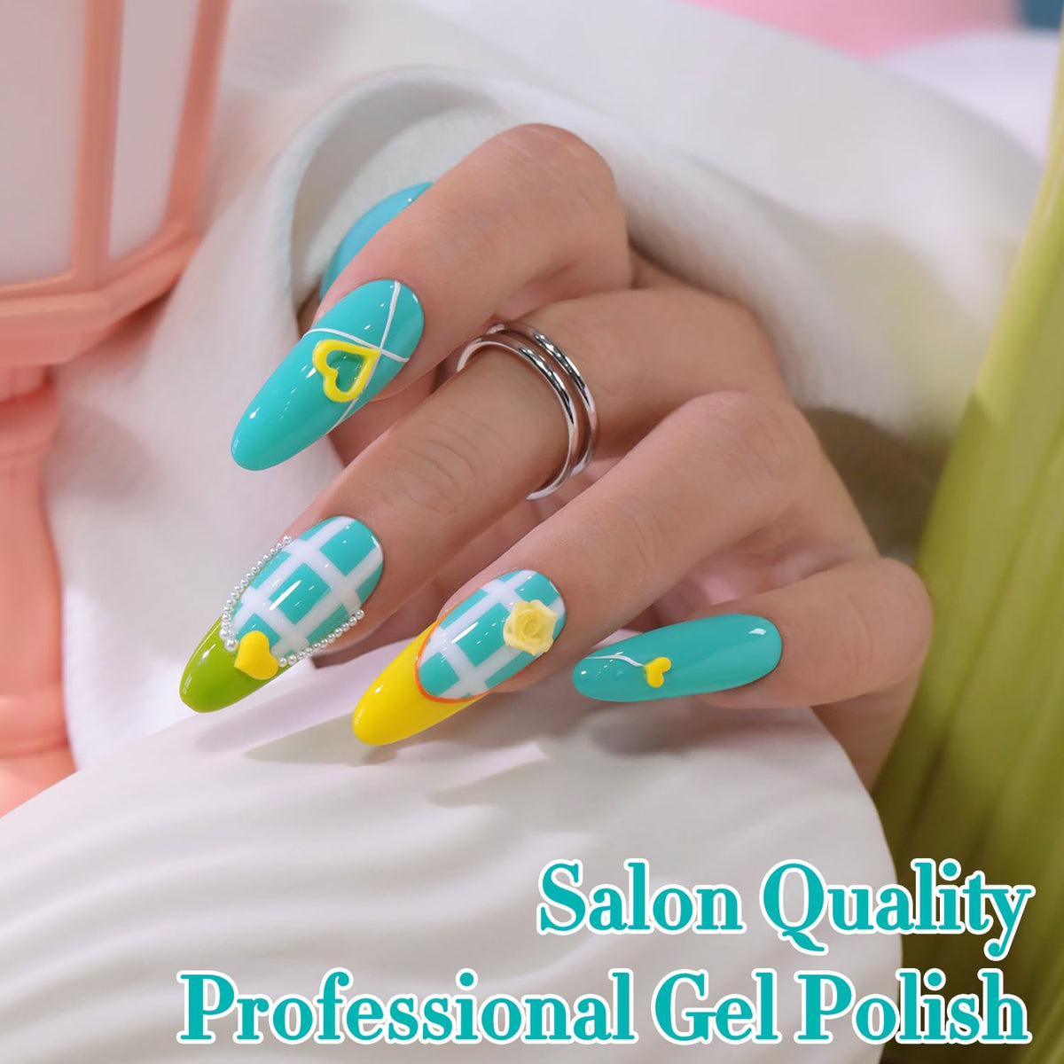 Double Rhythm Gel Nail Polish 15ml Teal-A1319 with nail art tools