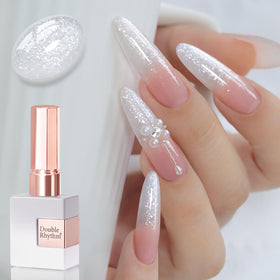 Double Rhythm Gel Nail Polish 15ML White Flake Glitter front view