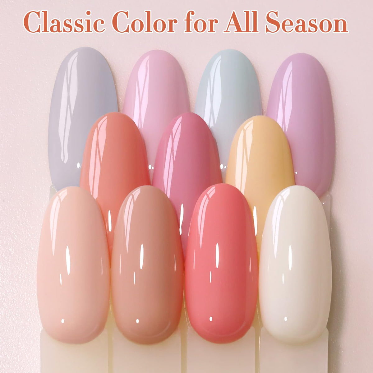 Double Rhythm gel nail polish bottles arranged in a circle