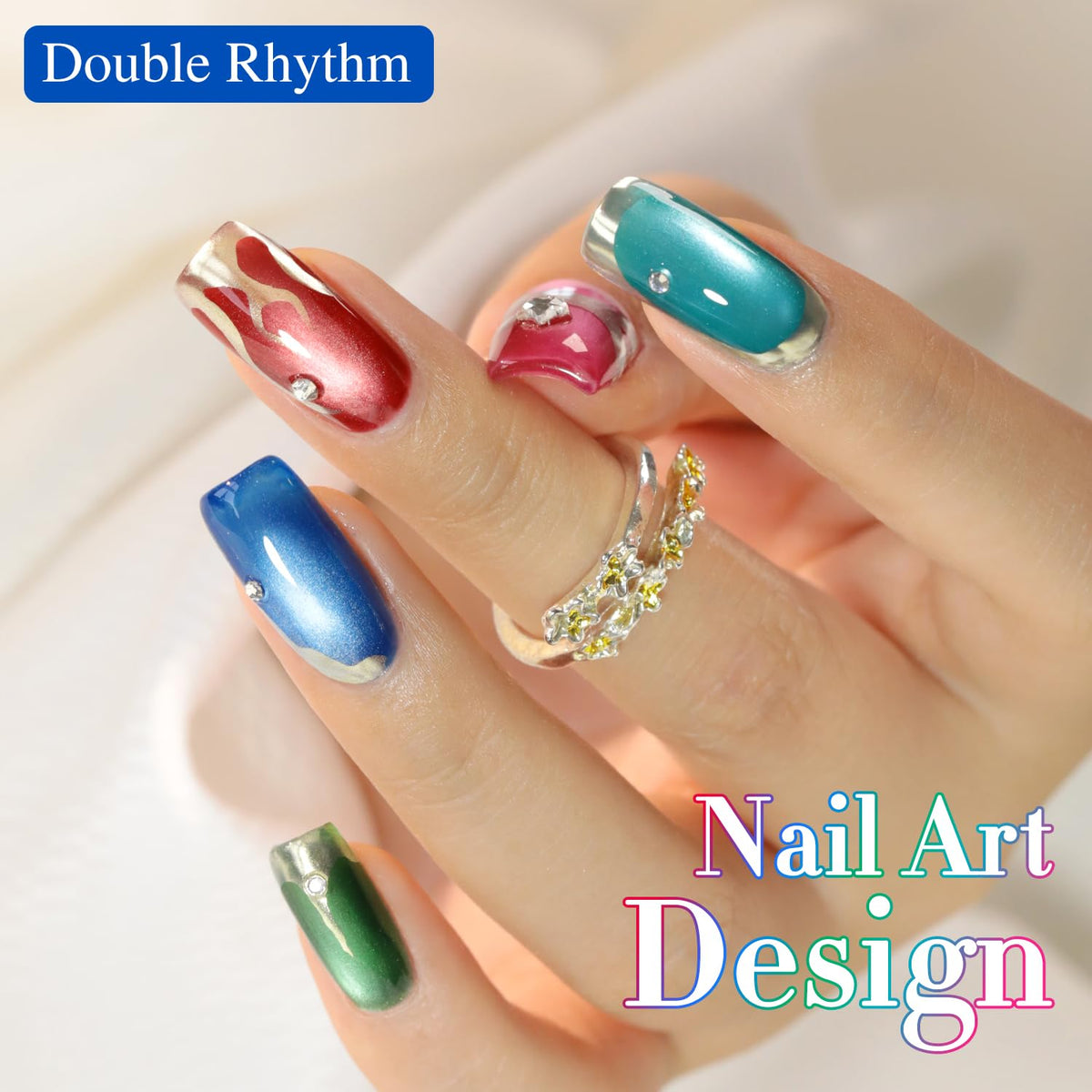 Double Rhythm Gel Nail Polish bottles arranged neatly