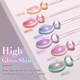 Double Rhythm Gel Nail Polish bottles lined up on a table