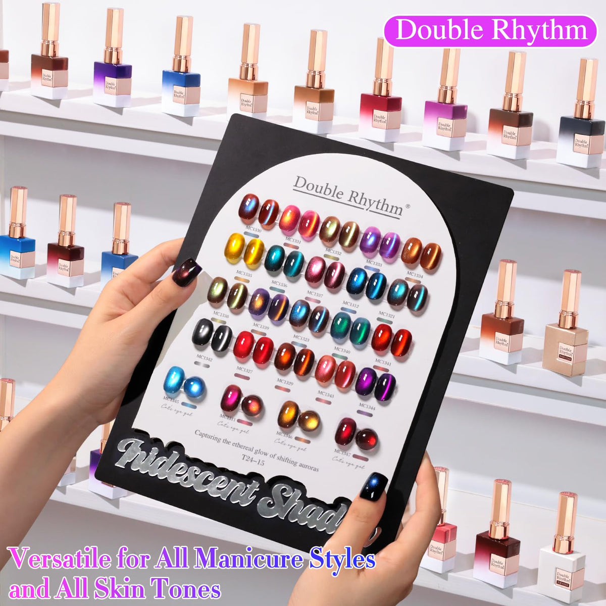 Double Rhythm Gel Nail Polish bottles with base and top coat