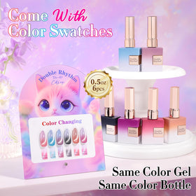 Double Rhythm Gel Nail Polish bottles with shimmering glitter