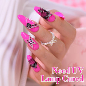 Double Rhythm Gel Nail Polish Bright Pink 15ml applied on nails