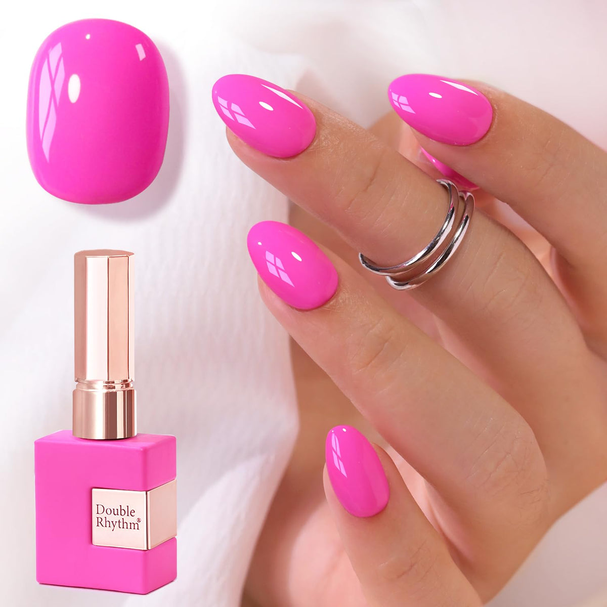 Double Rhythm Gel Nail Polish Bright Pink 15ml front view