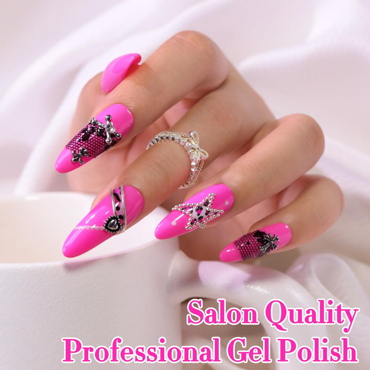 Double Rhythm Gel Nail Polish Bright Pink 15ml in lifestyle setting