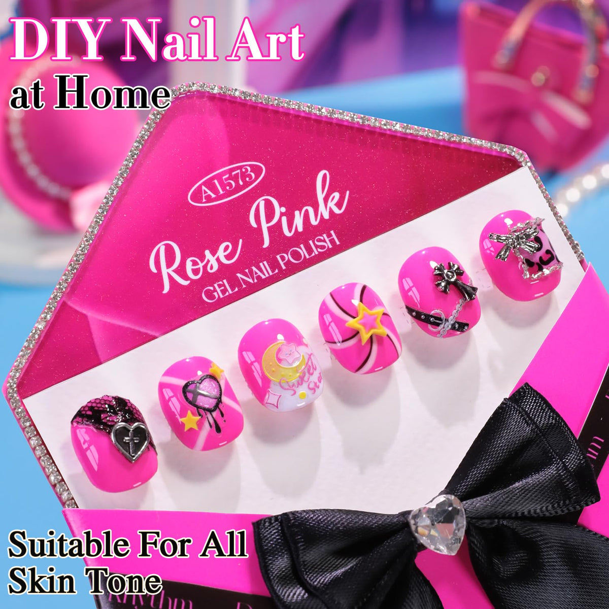 Double Rhythm Gel Nail Polish Bright Pink 15ml with brush