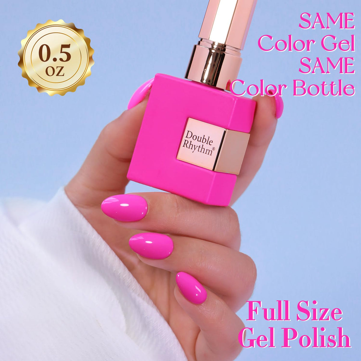 Double Rhythm Gel Nail Polish Bright Pink 15ml with UV lamp
