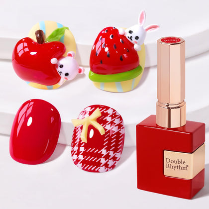 Double Rhythm Gel Nail Polish Bright Red 15ml front view