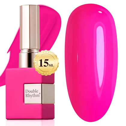 Double Rhythm Gel Nail Polish Hot Pink 15ML front view