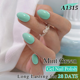 Double Rhythm Gel Nail Polish Mint Green Glow bottle with label