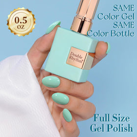 Double Rhythm Gel Nail Polish Mint Green Glow with UV lamp