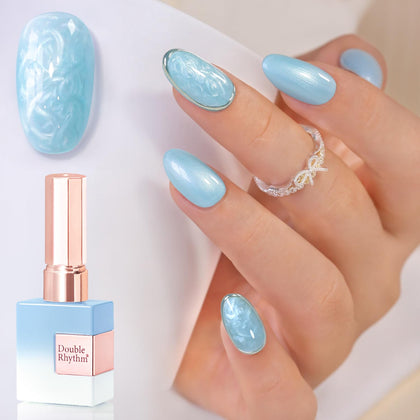 Double Rhythm Gel Nail Polish Pearl Blue 15ML front view