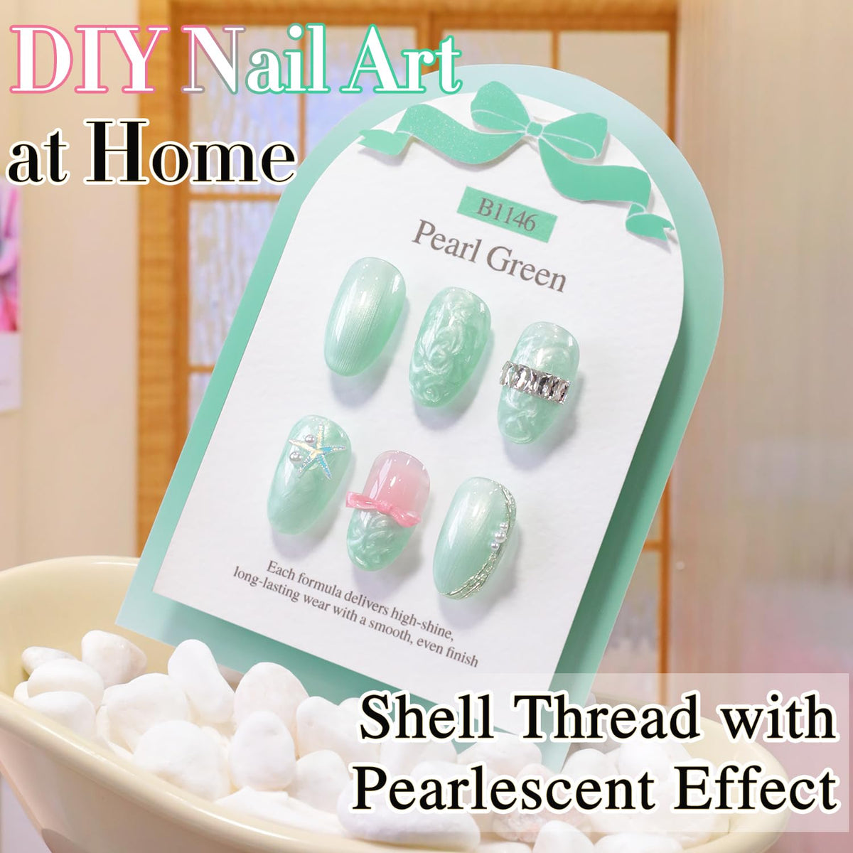 Double Rhythm Gel Nail Polish Pearl Green application process
