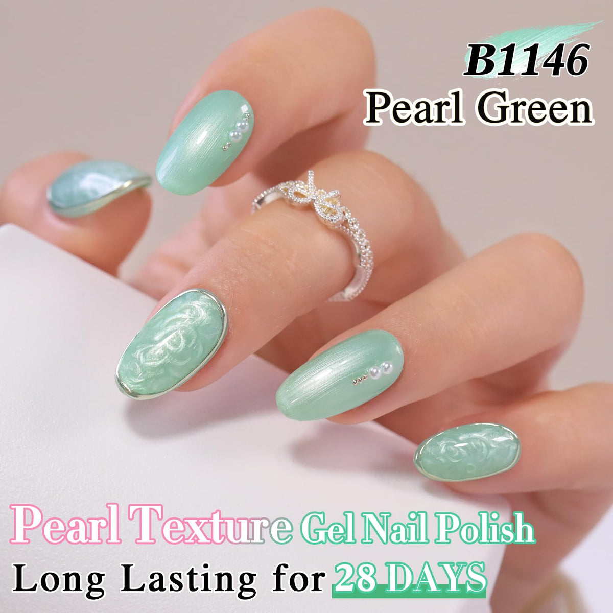 Double Rhythm Gel Nail Polish Pearl Green bottle with label