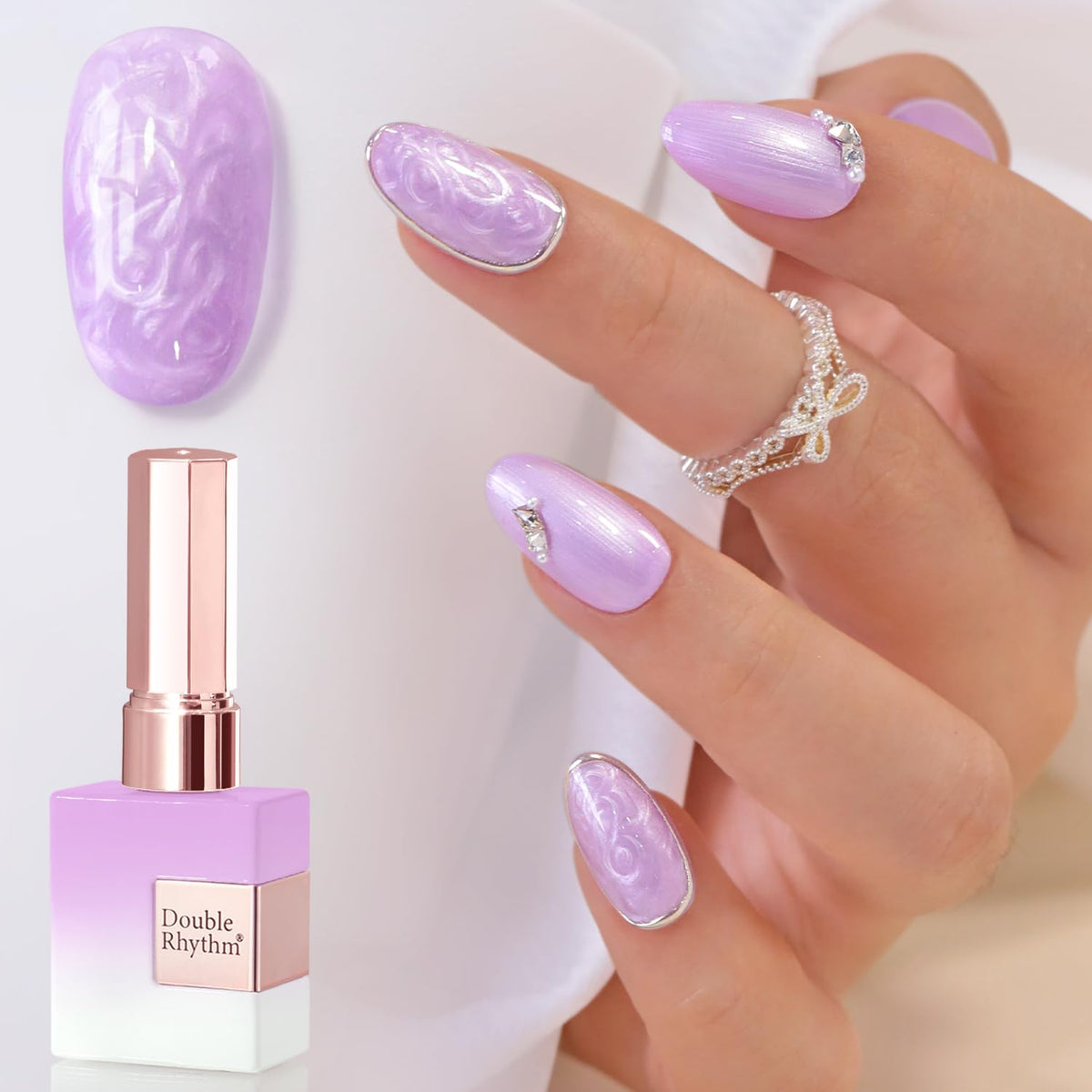 Double Rhythm Gel Nail Polish Pearl Purple 15ML front view