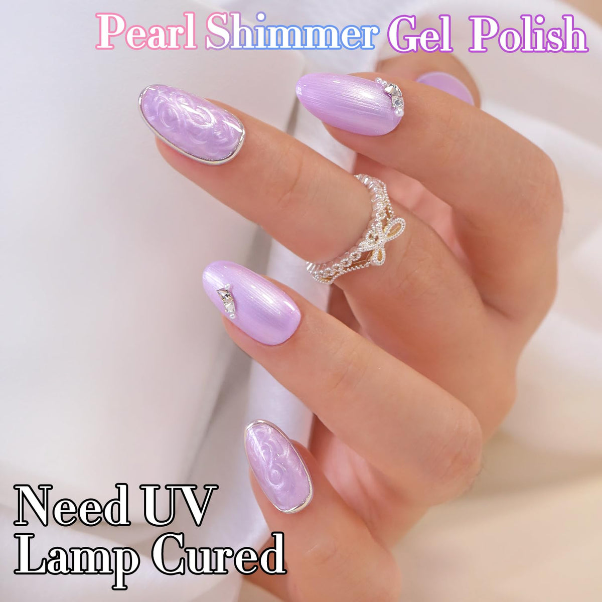 Double Rhythm Gel Nail Polish Pearl Purple in a nail art setup