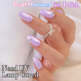 Double Rhythm Gel Nail Polish Pearl Purple in a nail art setup