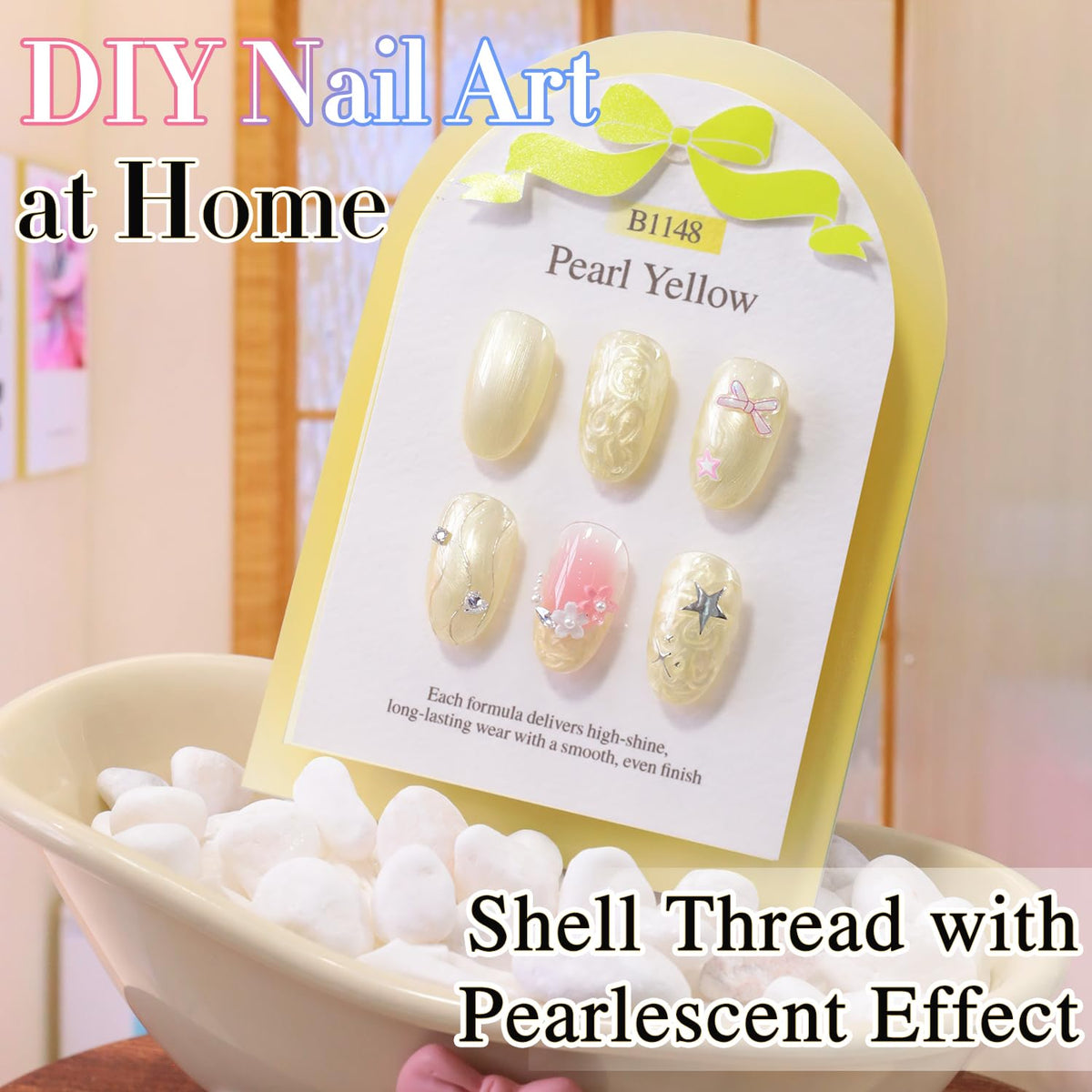 Double Rhythm Gel Nail Polish Pearl Yellow 15ML application on nails