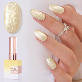 Double Rhythm Gel Nail Polish Pearl Yellow 15ML front view