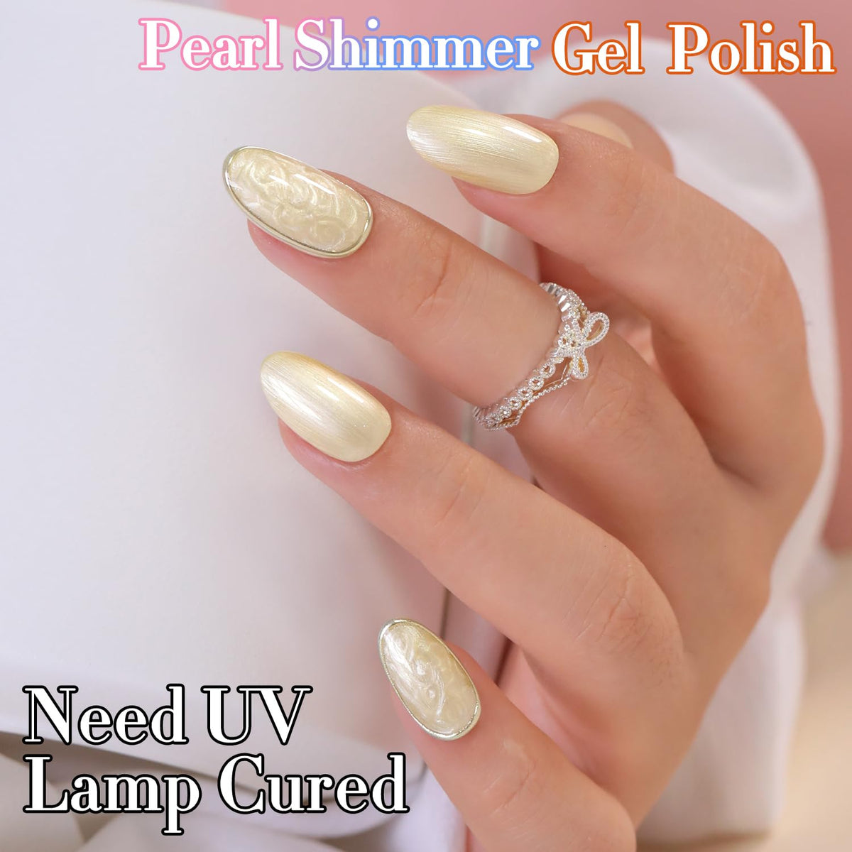 Double Rhythm Gel Nail Polish Pearl Yellow 15ML with base and top coat
