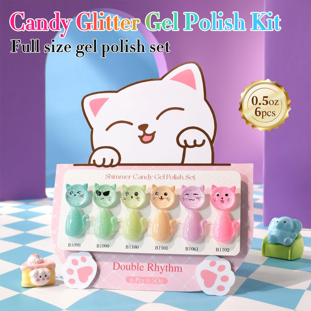 Double Rhythm Gel Nail Polish Set 15ML bottles arranged neatly