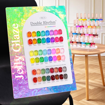 Double Rhythm Gel Nail Polish Set 28Pcs neon jelly colours front view