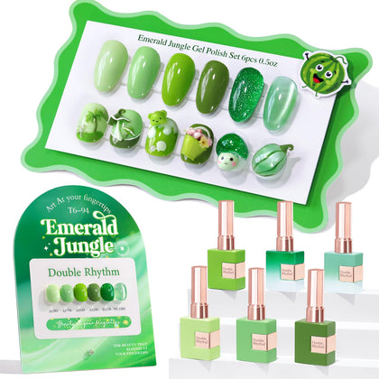 Double Rhythm Gel Nail Polish Set 6 Pcs 15 ML Cat Eye Glitter front view