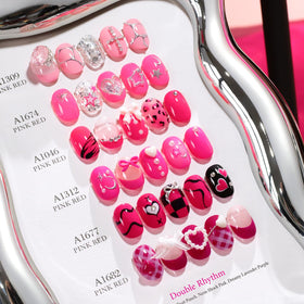 Double Rhythm Gel Nail Polish Set displayed on a manicure table
