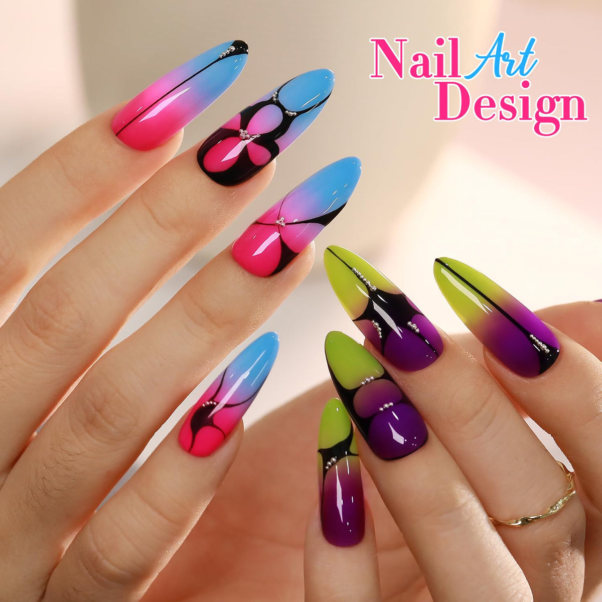 Double Rhythm Gel Nail Polish Set in a nail art setup