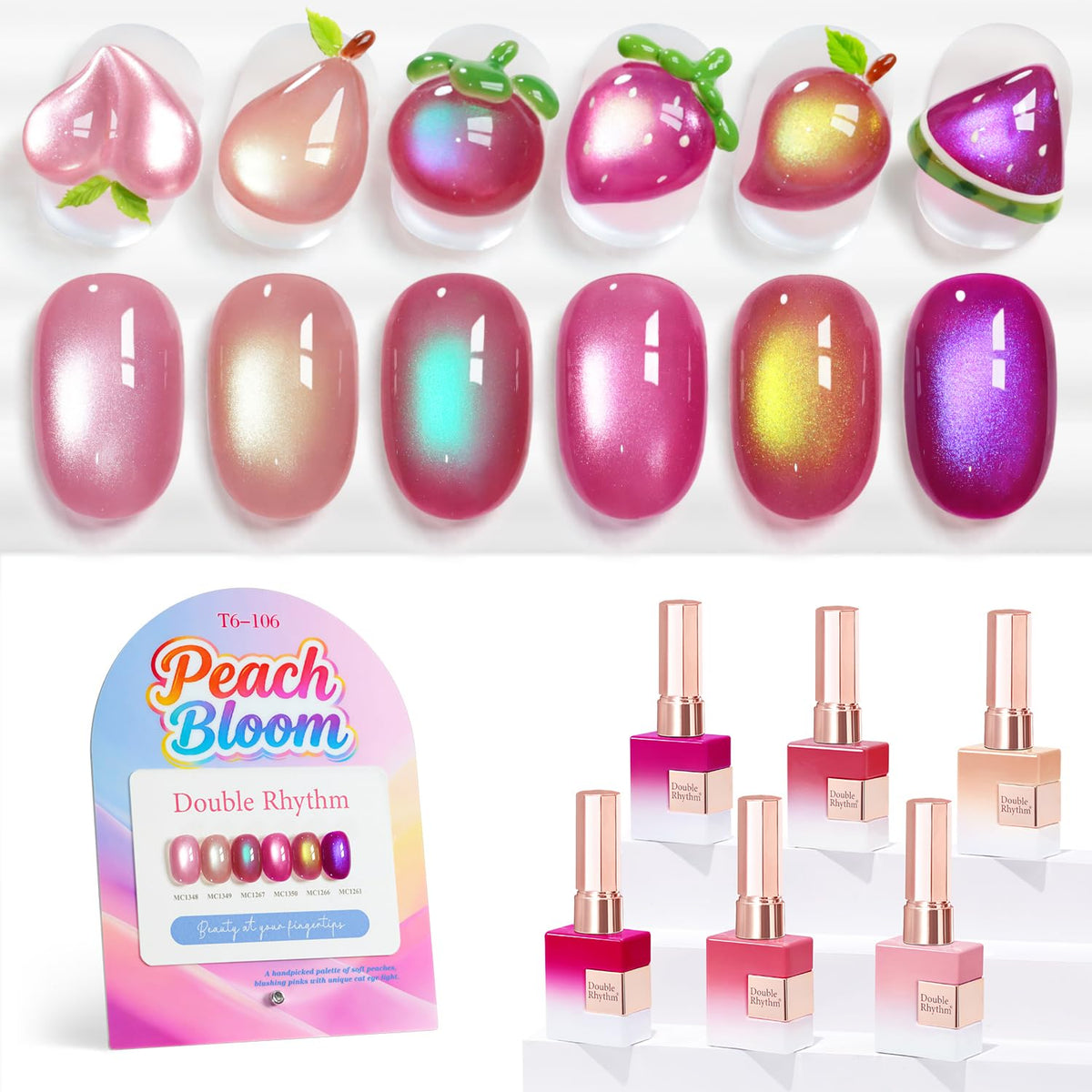 Double Rhythm Gel Nail Polish Set of 6 bottles front view