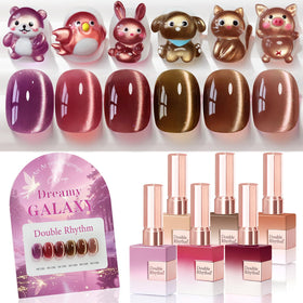 Double Rhythm Gel Nail Polish Set of 6 bottles with shimmer finish