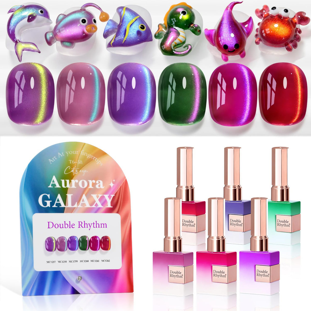 Double Rhythm Gel Nail Polish Set of 6 in assorted colours
