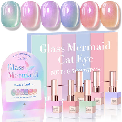 Double Rhythm Gel Nail Polish Set of 6 in Mermaid Pink Rose packaging