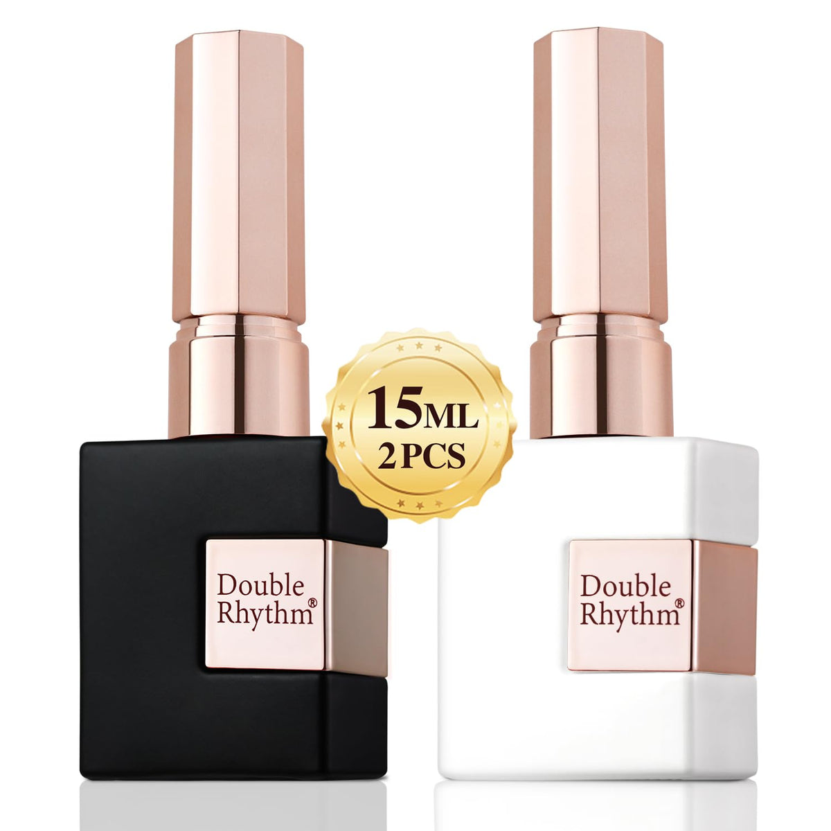 Double Rhythm Gel Nail Polish Set with pure white and black bottles